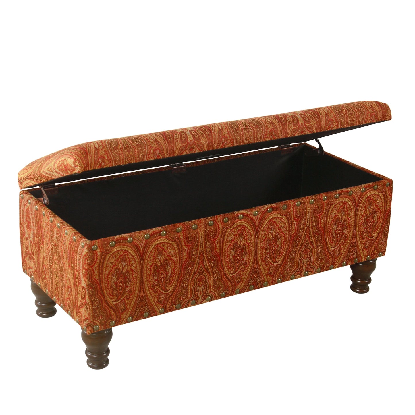 Banc de rangement capitonné Copper Grove Muscari avec garniture à clous décoratifs