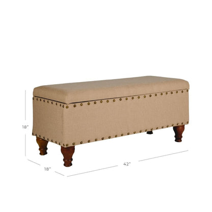 Banc de rangement capitonné Copper Grove Muscari avec garniture à clous décoratifs