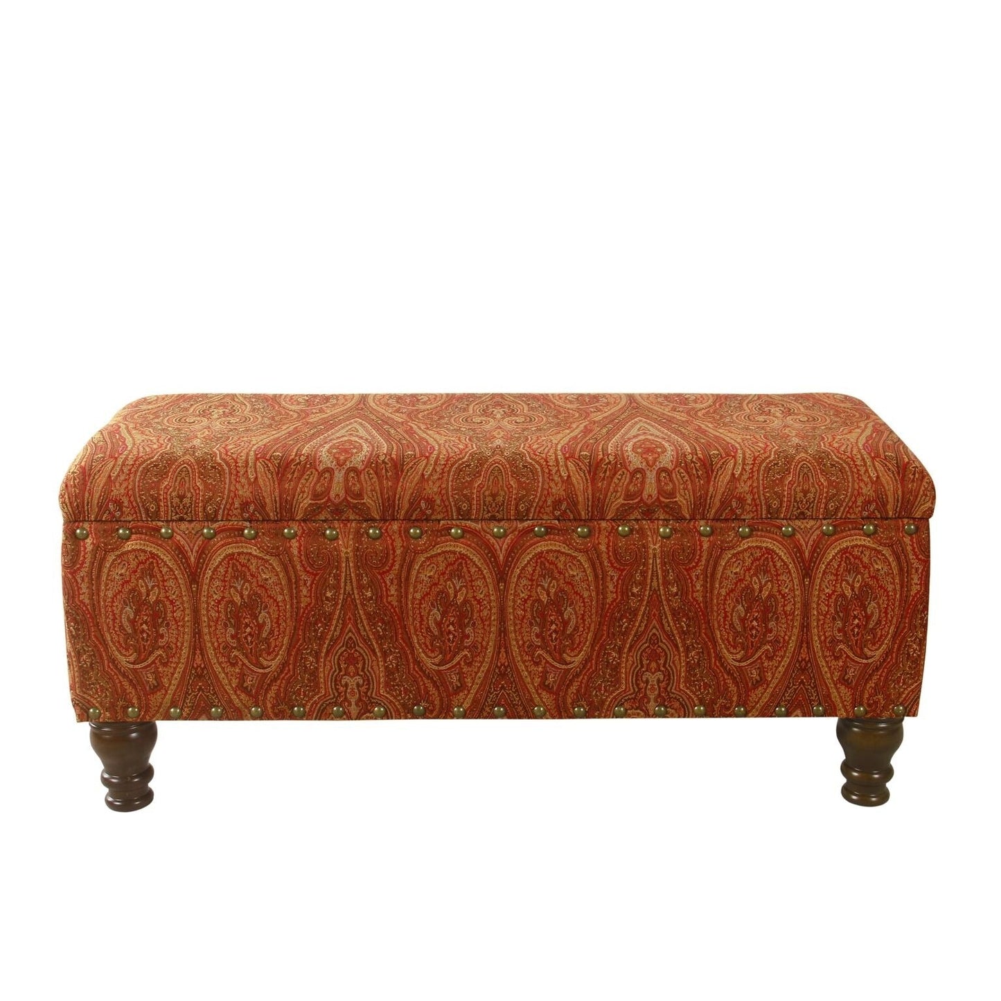 Banc de rangement capitonné Copper Grove Muscari avec garniture à clous décoratifs