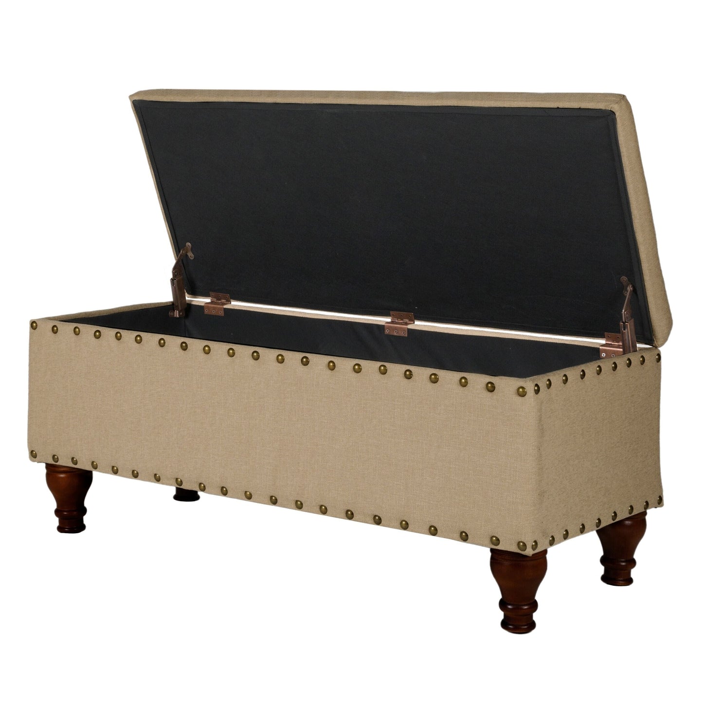 Banc de rangement capitonné Copper Grove Muscari avec garniture à clous décoratifs