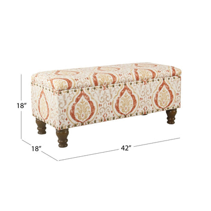 Banc de rangement capitonné Copper Grove Muscari avec garniture à clous décoratifs