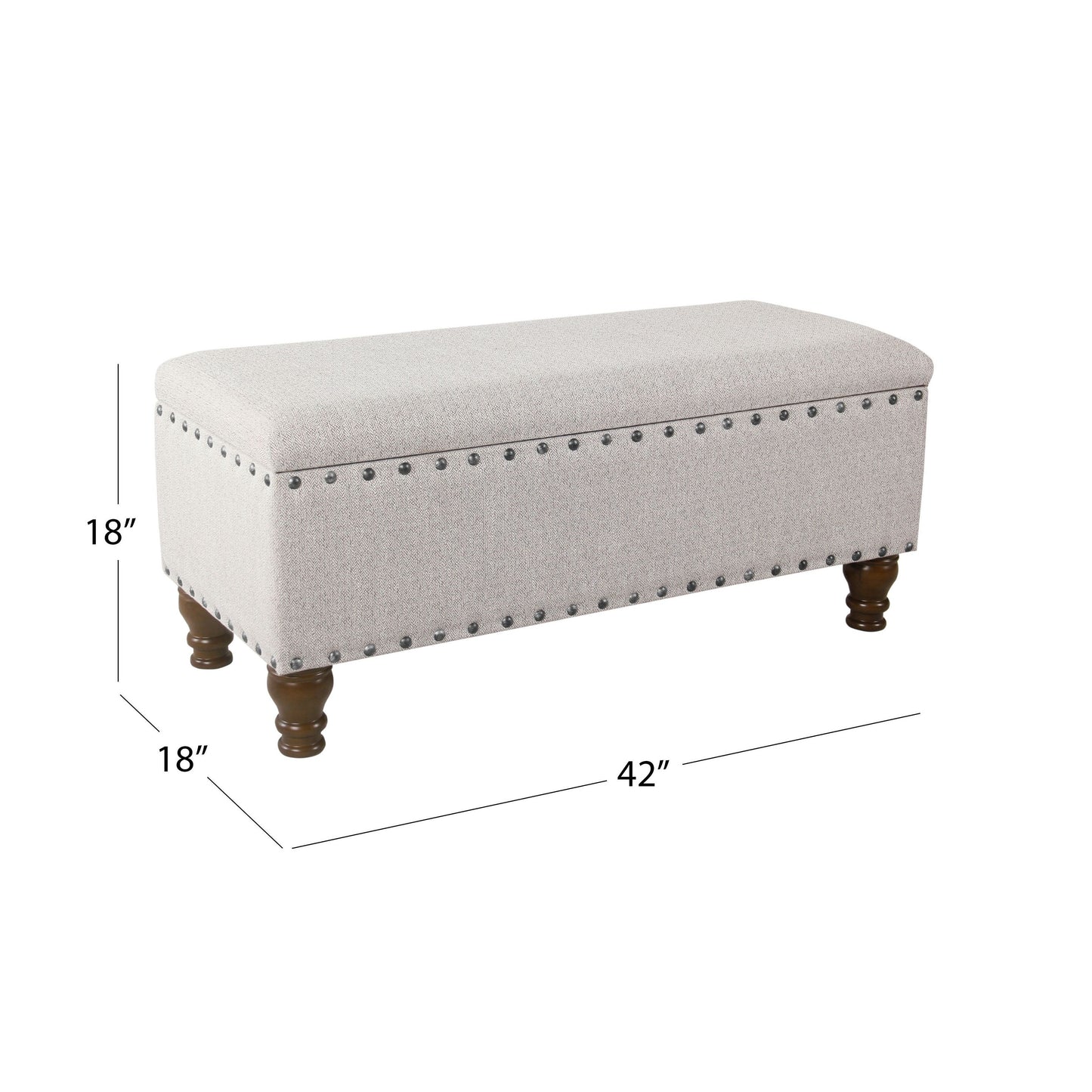 Banc de rangement capitonné Copper Grove Muscari avec garniture à clous décoratifs