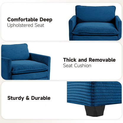Canapé d'angle en velours côtelé avec ottomans amovibles et coussins ultra-doux pour le salon et la chambre à coucher