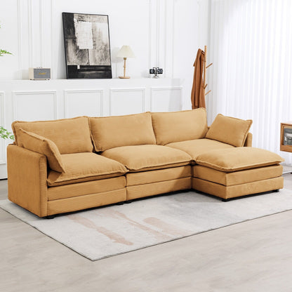 Canapé d'angle en velours côtelé avec ottomans amovibles et coussins ultra-doux pour le salon et la chambre à coucher