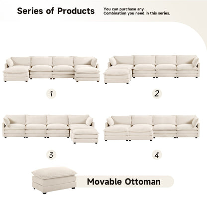 Canapé d'angle en velours côtelé avec ottomans amovibles et coussins ultra-doux pour le salon et la chambre à coucher