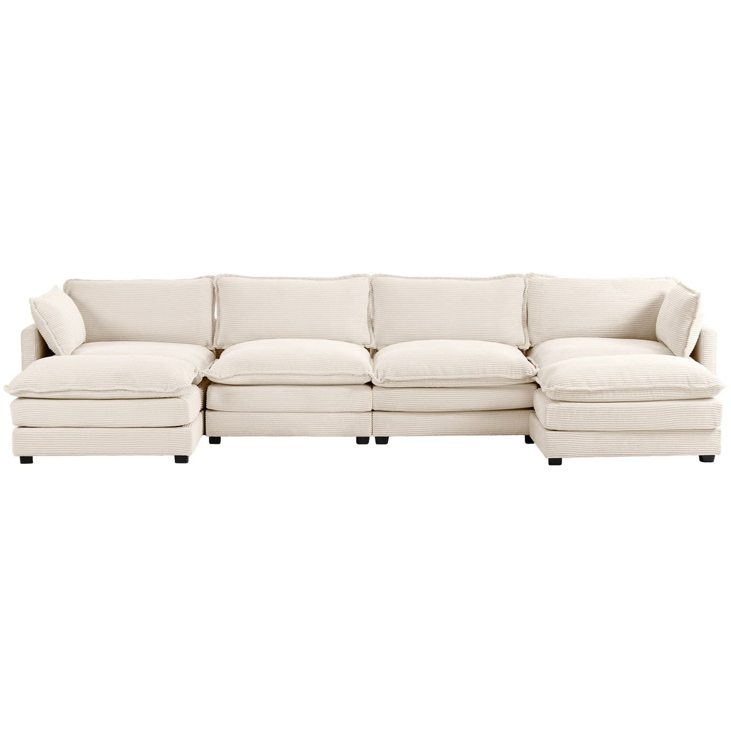 Canapé d'angle en velours côtelé avec ottomans amovibles et coussins ultra-doux pour le salon et la chambre à coucher