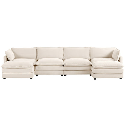 Canapé d'angle en velours côtelé avec ottomans amovibles et coussins ultra-doux pour le salon et la chambre à coucher