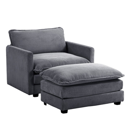 Canapé d'angle en velours côtelé avec ottomans amovibles et coussins ultra-doux pour le salon et la chambre à coucher