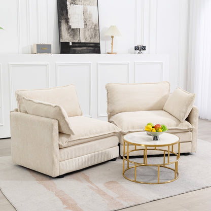 Canapé d'angle en velours côtelé avec ottomans amovibles et coussins ultra-doux pour le salon et la chambre à coucher