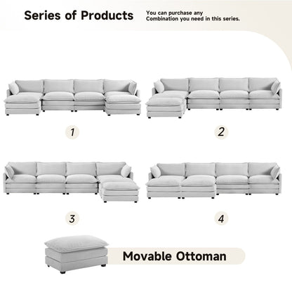 Canapé d'angle en velours côtelé avec ottomans amovibles et coussins ultra-doux pour le salon et la chambre à coucher