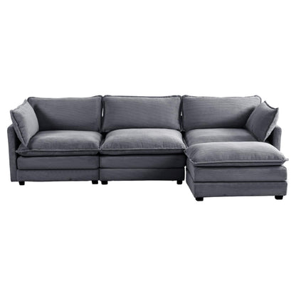 Canapé d'angle en velours côtelé avec ottomans amovibles et coussins ultra-doux pour le salon et la chambre à coucher