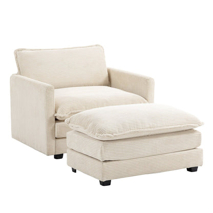 Canapé d'angle en velours côtelé avec ottomans amovibles et coussins ultra-doux pour le salon et la chambre à coucher