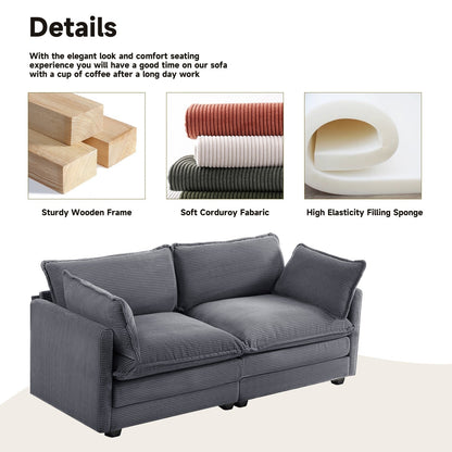 Canapé d'angle en velours côtelé avec ottomans amovibles et coussins ultra-doux pour le salon et la chambre à coucher