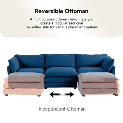 Canapé d'angle en velours côtelé avec ottomans amovibles et coussins ultra-doux pour le salon et la chambre à coucher
