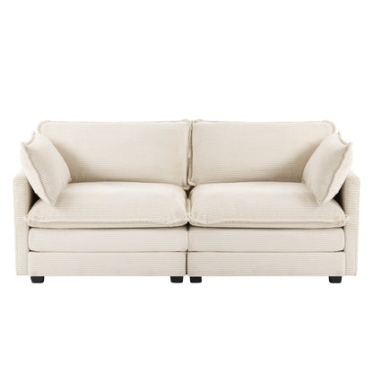 Canapé d'angle en velours côtelé avec ottomans amovibles et coussins ultra-doux pour le salon et la chambre à coucher
