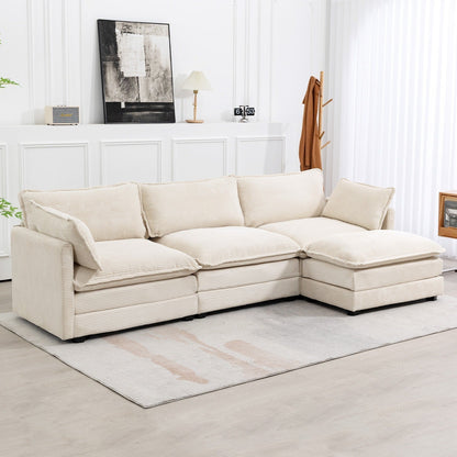 Canapé d'angle en velours côtelé avec ottomans amovibles et coussins ultra-doux pour le salon et la chambre à coucher