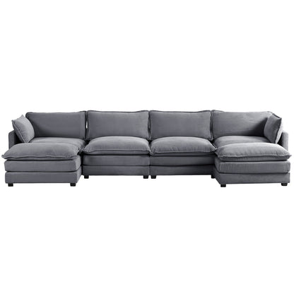 Canapé d'angle en velours côtelé avec ottomans amovibles et coussins ultra-doux pour le salon et la chambre à coucher