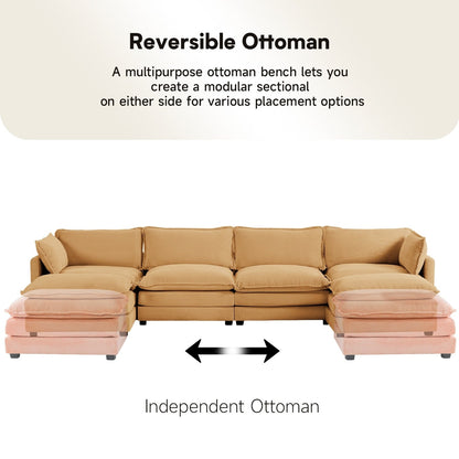 Canapé d'angle en velours côtelé avec ottomans amovibles et coussins ultra-doux pour le salon et la chambre à coucher