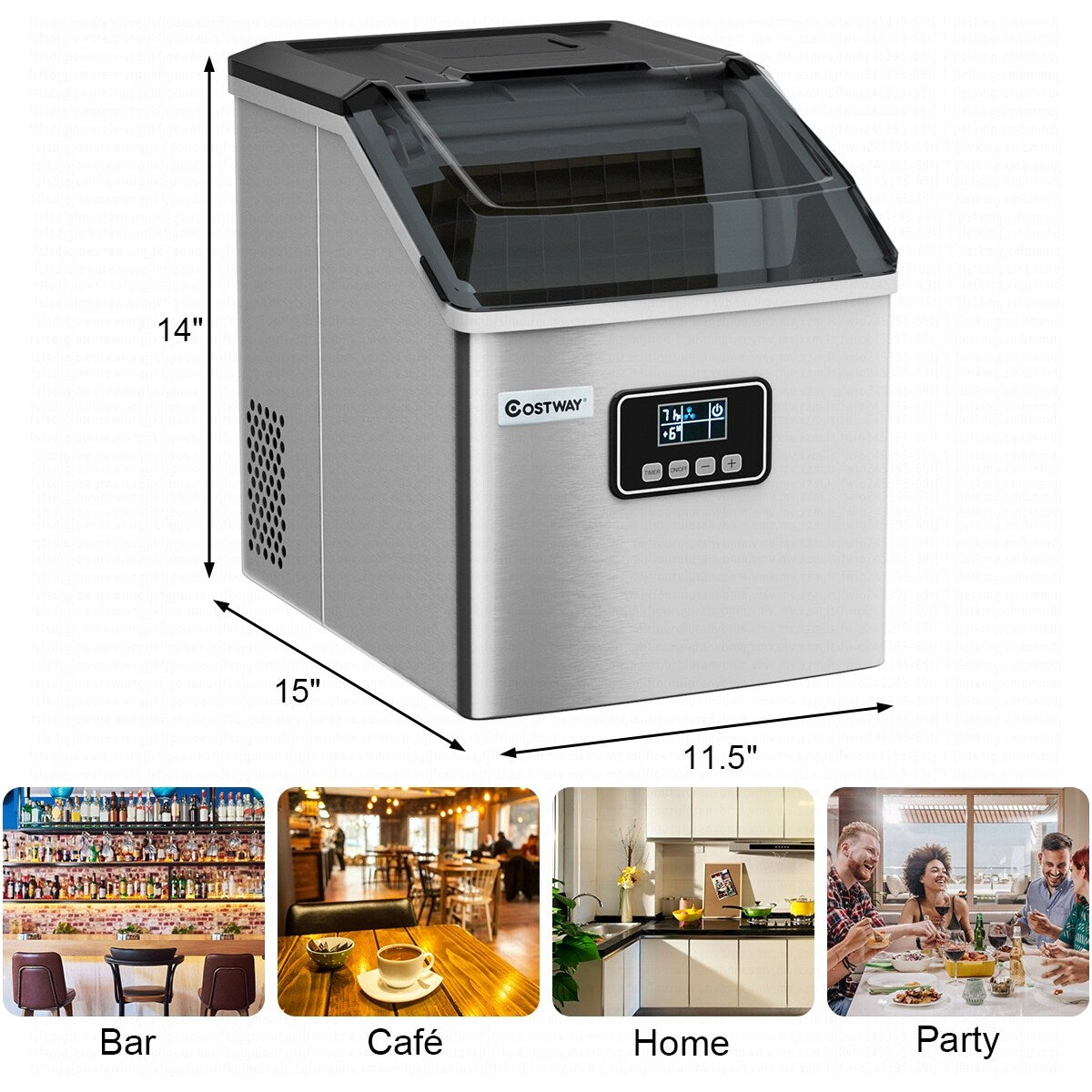 Machine à glaçons Costway en acier inoxydable, modèle de comptoir, 48 lbs/24h