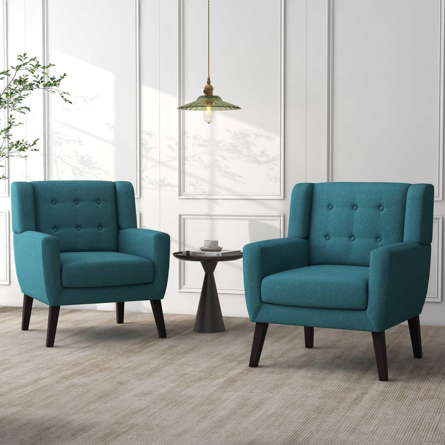 Fauteuil d'appoint moderne en tissu imitation coton/lin.