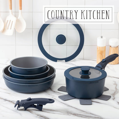 Service de cuisine Country Kitchen 16 pièces pour camping-car, céramique, avec poignées amovibles, adapté au four.
