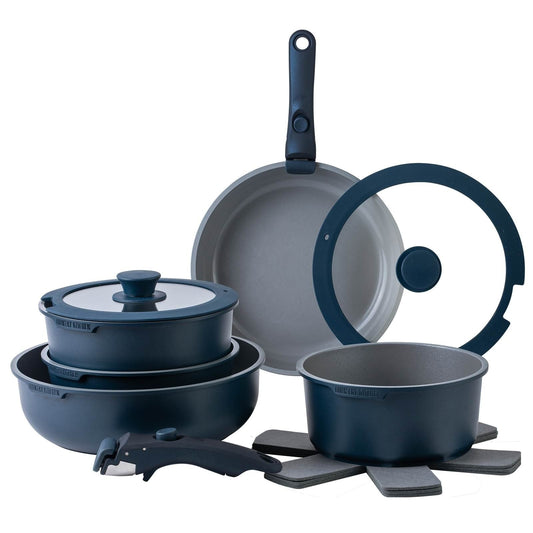 Service de cuisine Country Kitchen 16 pièces pour camping-car, céramique, avec poignées amovibles, adapté au four.
