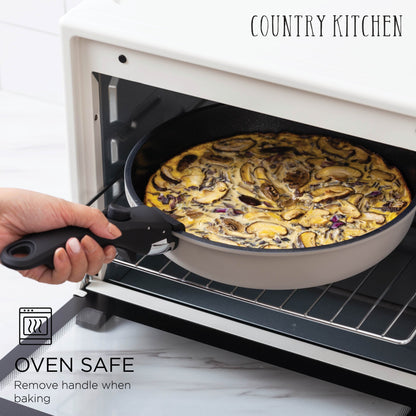 Service de cuisine Country Kitchen 16 pièces pour camping-car, céramique, avec poignées amovibles, adapté au four.