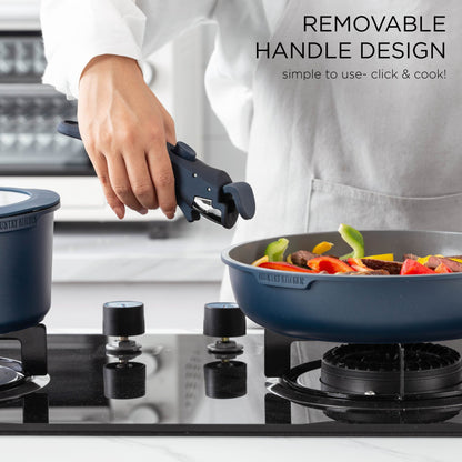Service de cuisine Country Kitchen 16 pièces pour camping-car, céramique, avec poignées amovibles, adapté au four.
