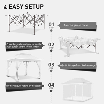 Gazebo en acier Cozywor de 3,35 m x 3,35 m (11 pi x 11 pi) avec moustiquaire