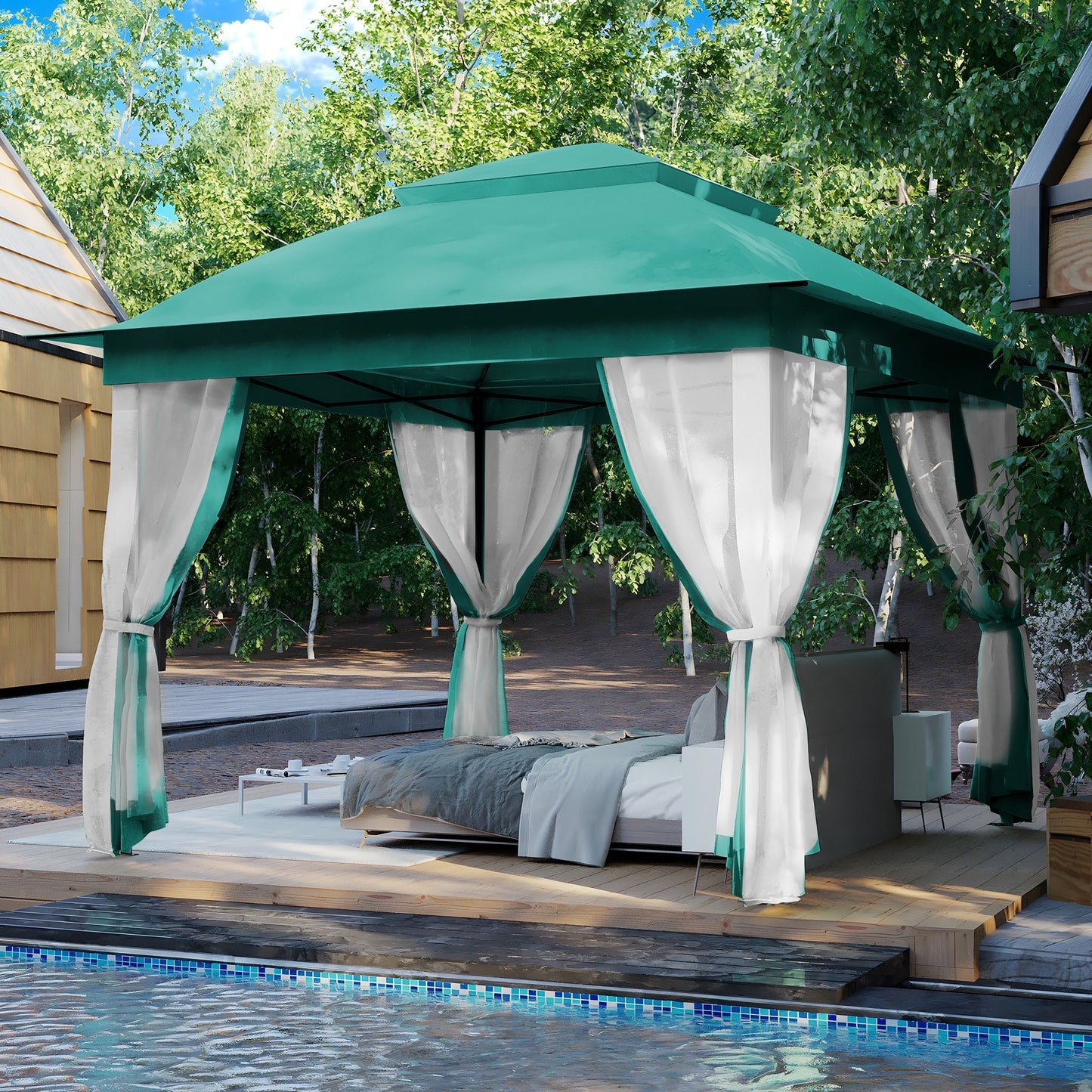 Gazebo en acier Cozywor de 3,35 m x 3,35 m (11 pi x 11 pi) avec moustiquaire