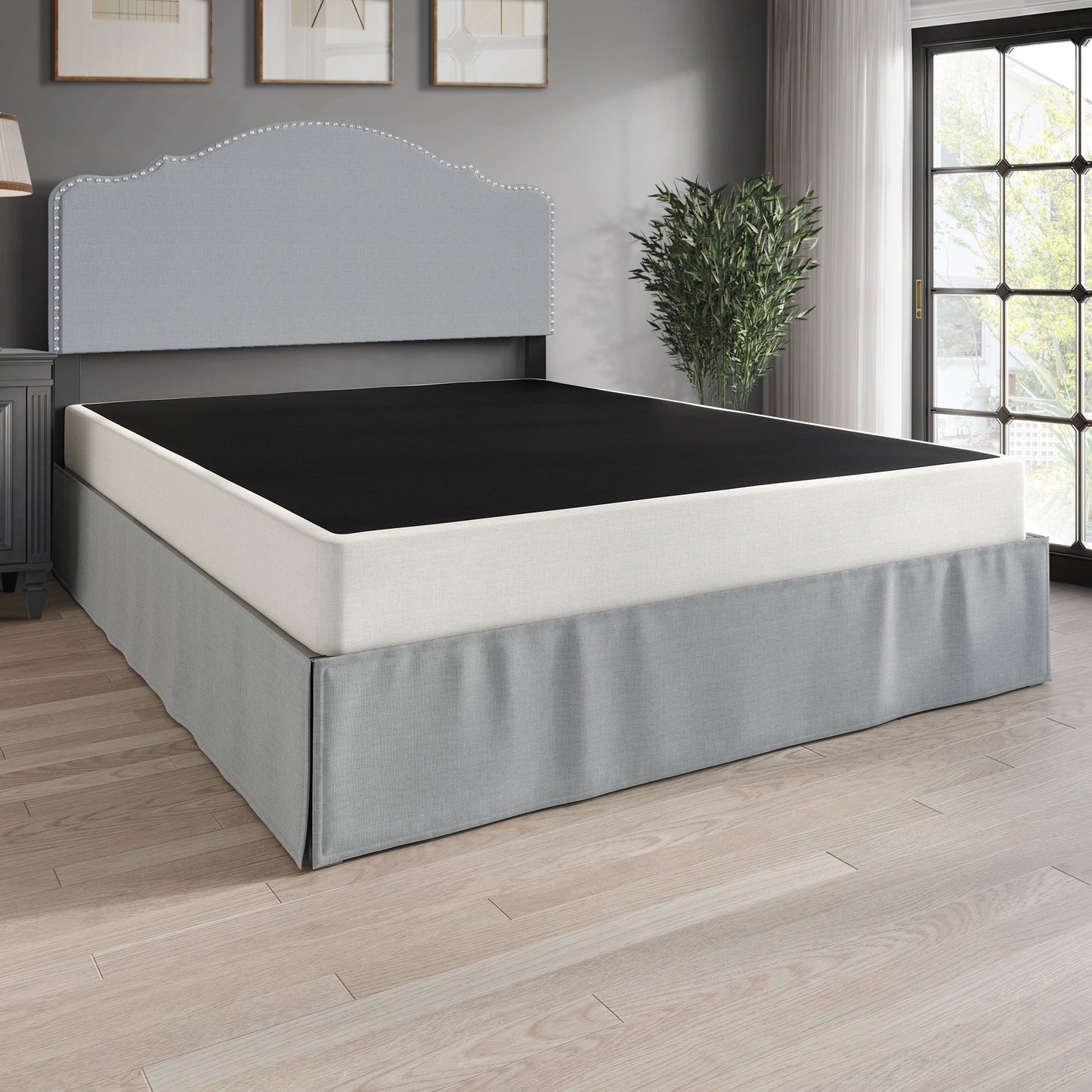 Sommier à ressorts métalliques de 5 pouces avec revêtement en lin gris chaud de CraftPorch