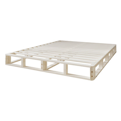 Sommier à lattes en bois massif CraftPorch de 5 pouces avec revêtement en lin gris chaud