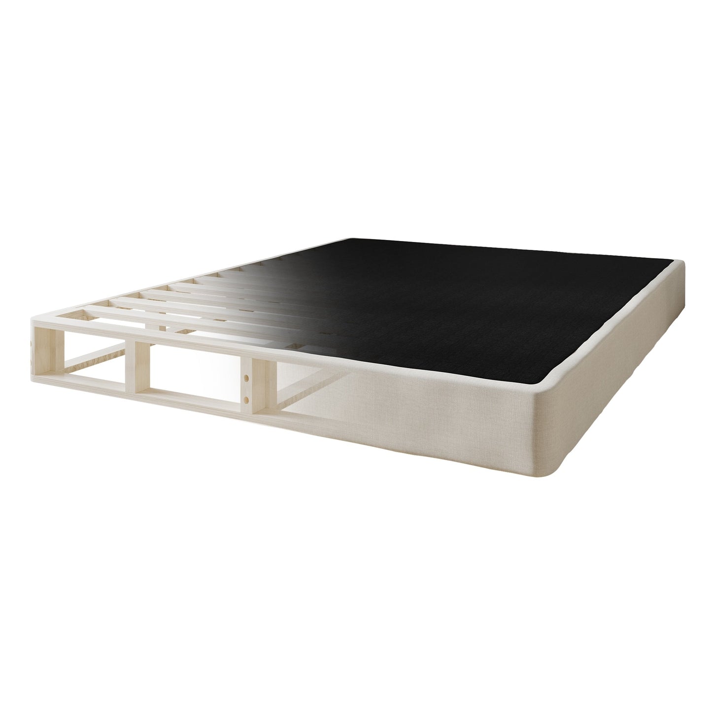 Sommier à lattes en bois massif CraftPorch de 5 pouces avec revêtement en lin gris chaud