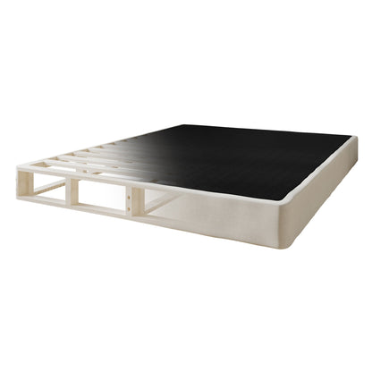Sommier à lattes en bois massif CraftPorch de 5 pouces avec revêtement en lin gris chaud