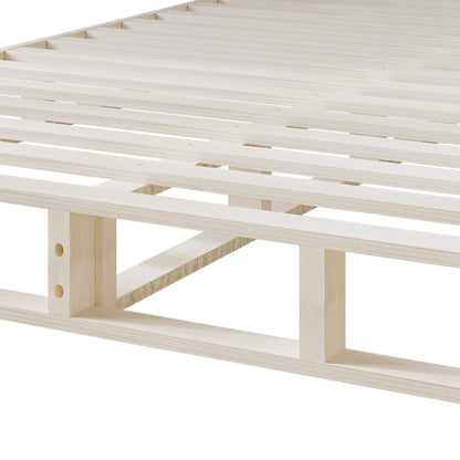 Sommier à lattes en bois massif CraftPorch de 5 pouces avec revêtement en lin gris chaud