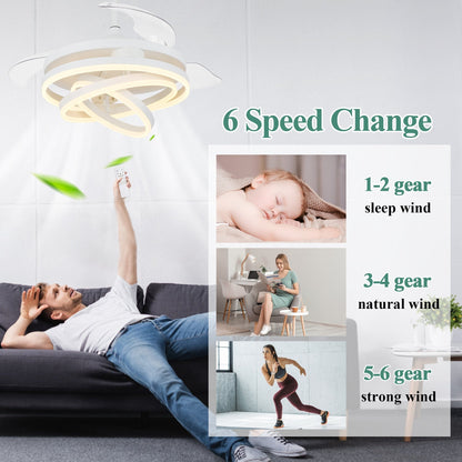 Ventilateur de plafond rétractable Cusp Barn 42 avec éclairage et télécommande, forme DIY, abat-jour moderne, moteur DC silencieux, éclairage LED.