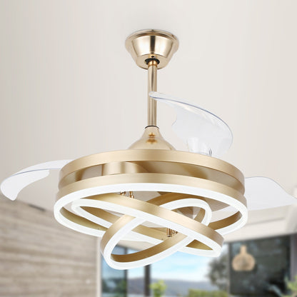 Ventilateur de plafond rétractable Cusp Barn 42 avec éclairage et télécommande, forme DIY, abat-jour moderne, moteur DC silencieux, éclairage LED.