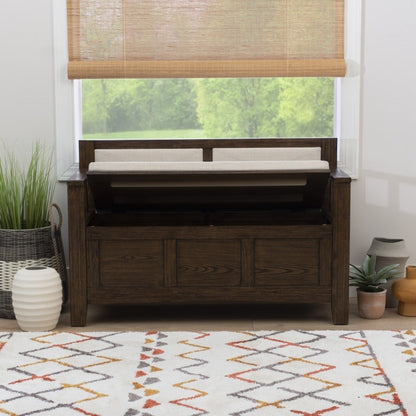 Banc d'entrée avec rangement et couvercle rabattable en bois Dahlia