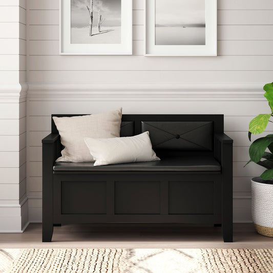 Banc d'entrée avec rangement et couvercle rabattable en bois Dahlia