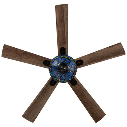 Ventilateur de plafond Della River of Goods à 52 pouces avec 3 lumières, télécommande et fini bronze huilé et verre teinté