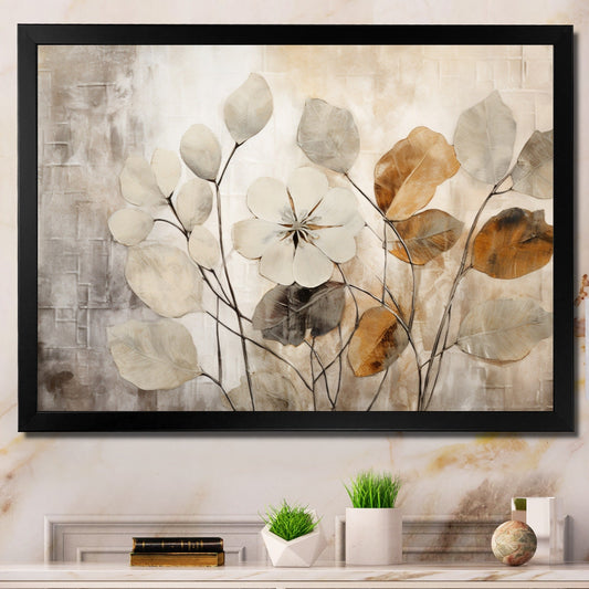 Designart Impression botanique beige III Impression sur toile encadrée d'art abstrait botanique