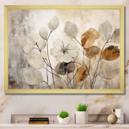 Designart Impression botanique beige III Impression sur toile encadrée d'art abstrait botanique
