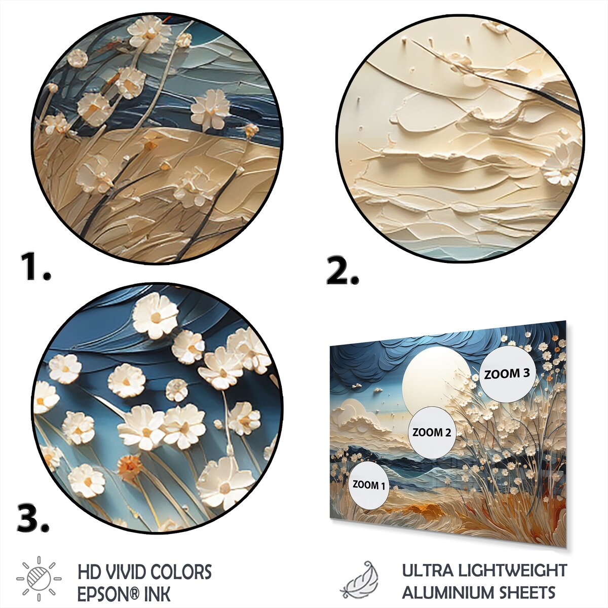 Designart Clouds Prairies Collages VI - Décoration murale moderne en métal