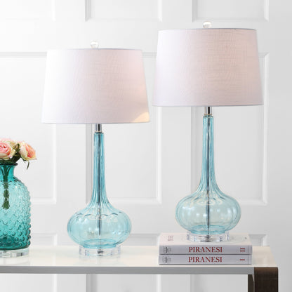 Lampe de table LED en verre en forme de goutte d'eau Diamante 28.5, rose (lot de 2) par JONATHAN Y