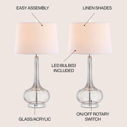 Lampe de table LED en verre en forme de goutte d'eau Diamante 28.5, rose (lot de 2) par JONATHAN Y