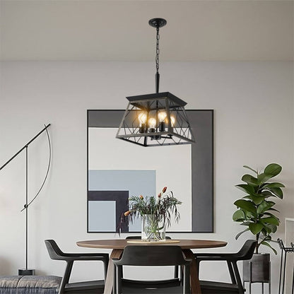 Luminaires à suspension à 4 lumières, style ferme, avec gradation, pour salle à manger, ampoules non incluses.