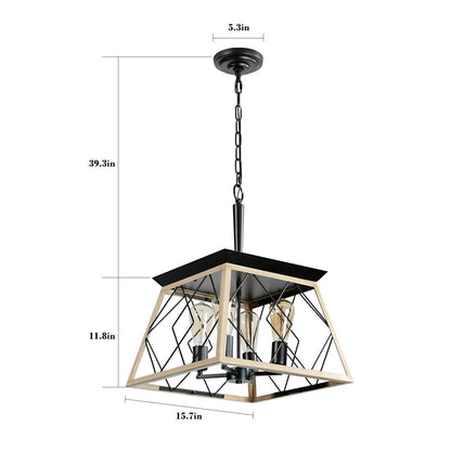 Luminaires à suspension à 4 lumières, style ferme, avec gradation, pour salle à manger, ampoules non incluses.