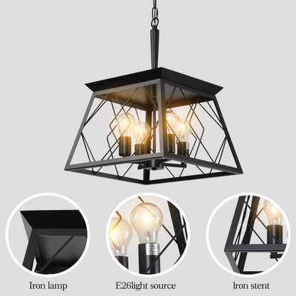 Luminaires à suspension à 4 lumières, style ferme, avec gradation, pour salle à manger, ampoules non incluses.