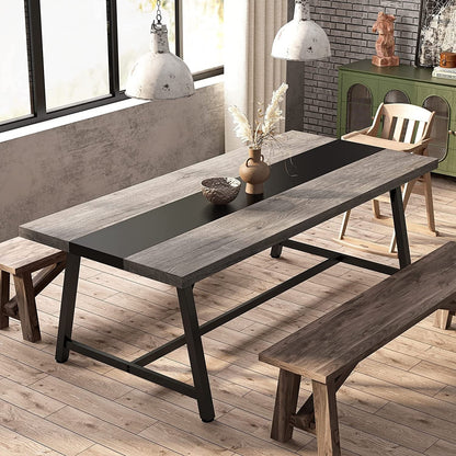 Table de salle à manger pour 8 personnes, table de cuisine rectangulaire en bois de 179,5 cm (70,87 pouces)