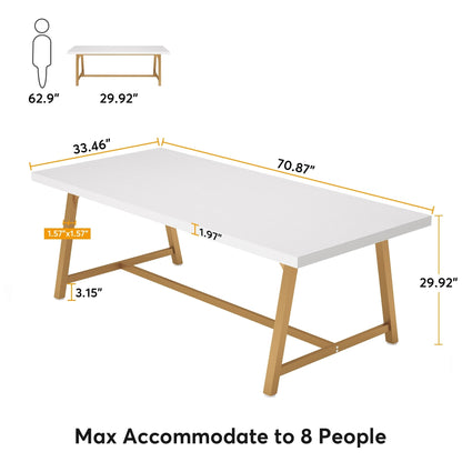 Table de salle à manger pour 8 personnes, table de cuisine rectangulaire en bois de 179,5 cm (70,87 pouces)